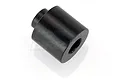 A black cylindrical aluminium spacer with a stepped design, shown against a white background.