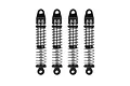 Four Pro-Line 1/24 scale Big Bore shock absorbers in black and silver, arranged vertically against a white background.