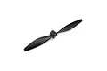 A black two-blade RC airplane propeller with a central spinner cap against a white background.