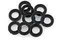 A pile of ten black rubber or silicone O-ring seals for an RC gearbox layshaft, shown against a white background.