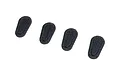 Four black 1/10 scale aero catch hood pins for RC cars arranged in a row against a white background.