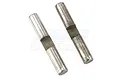 Two Rovan differential bevel gear shafts made of silver metal, each with a flat machined section in the middle.