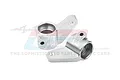 Two silver GPM Racing aluminium front steering hubs for RC cars, shown from an angled perspective against a white background.