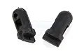 Two black plastic Rovan front radio box mounting posts for RC vehicles, shown against a white background.