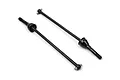 Two black steel front CVD driveshafts for an RC car, shown against a white background.