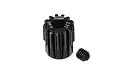A black GPM 13T 0.8M pinion gear with a grub screw, isolated on a white background.