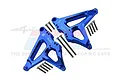 A pair of blue anodized aluminium rear shock mounts for an RC car, including mounting screws, set against a white background with a faint watermark.
