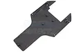 A black plastic Rovan rear skid plate for an RC vehicle, shown from a top-down perspective against a white background.