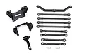 Traxxas 1/18 Long Arm Lift Kit components including suspension links, shock towers, and mounting hardware on a white background.