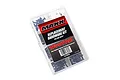 Traxxas Maxx replacement hardware kit in a clear plastic divided storage box with black screws and fasteners visible inside.