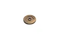 A bronze-coloured metal spur gear with a central hexagonal mounting point, isolated against a white background.