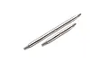 Two stainless steel steering linkage rods of different lengths with threaded ends on a white background.