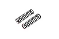 Two black RC shock springs with red painted tips, positioned diagonally on a white background.