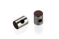 Two small cylindrical metal RC driveshaft studs with a cross-drilled hole, shown against a white background.