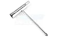 A chrome-plated T-handle spark plug and flywheel wrench for RC engines.