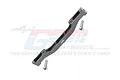 GPM Racing grey aluminium front lower chassis brace for RC cars, shown with two mounting screws against a branded background.