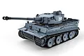 A 1/16 scale Heng Long German Tiger I RC tank in grey, featuring the number 3818 on the turret, set against a plain white background.