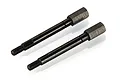 Two black metal gear shafts for RGT RC cars, featuring a threaded end and a hexagonal head.