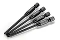 A set of four black GPM hex speed tips in 1.5mm, 2.0mm, 2.5mm, and 3.0mm sizes arranged on a white background.