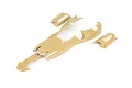 A tan painted RC buggy body shell set for a Rovan Baja 5B, consisting of several separate plastic body panels arranged on a white background.