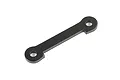 A black Rovan aluminium front lower suspension arm pin brace for RC cars, shown against a white background.