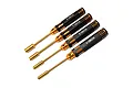 A set of four GPM Racing nut drivers in sizes 4.0mm, 5.5mm, 7.0mm, and 8.0mm, featuring black handles with gold accents.
