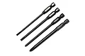 A set of four GPM Racing screwdriver bits with black shafts and marked sizes, including flat head and Phillips head tips.