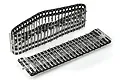 Two Kyosho heavy metal caterpillar tracks for RC vehicles, shown on a white background.