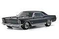 Kyosho Fazer Mk2 1965 Buick Riviera RC car in regal black, featuring chrome details and wheels, shown from a front three-quarter angle on a white background.