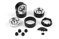 A set of four HPI Racing 1.2 inch CS-10 beadlock rims in chrome and black, including assembly hardware and wheel nuts.