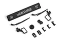 HPI Racing Venture body accessory set including a black grille, side mirrors, windshield wipers, and various small mounting components on a white background.