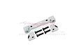 GPM Racing silver aluminium rear lower suspension mount set with mounting screws on a white background.