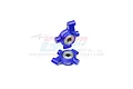 Two blue anodized aluminium RC steering hubs from GPM Racing, each featuring a pre-installed metal ball bearing.