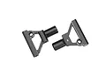 Two grey aluminium RC suspension arms for Traxxas vehicles, one marked with an R, isolated on a white background.