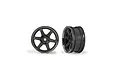 Two graphite grey six-spoke RC car rims shown from front and side angles against a white background.