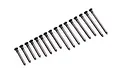 A set of sixteen black metal suspension pins for Traxxas RC vehicles arranged in a row against a white background.