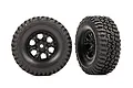 Traxxas 1.0" Canyon Trail Tyres on Black 6 Spoke Rims - Glued Wheels 2Pcs 9774