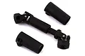 A black Hobby Plus centre CVD driveshaft assembly with two separate black cylindrical sleeves on a white background.