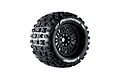 A single Louise MT-Pioneer 1/8 scale monster truck wheel with a black multi-spoke rim and aggressive tread pattern tire against a white background.