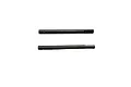 Two black metal rear axle shafts for an RC vehicle, shown horizontally against a white background.