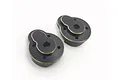 Two Hobby Plus brass V2 rear portal hub covers with a black finish on a white background.