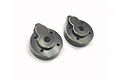 Two Hobby Plus brass V2 front portal hubs for RC cars, featuring a dark, machined finish with exposed brass edges.