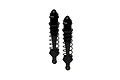 Two black ARRMA EXB shock absorbers standing upright against a white background.