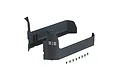 Two black plastic ARRMA side guards for an RC chassis, shown with a set of eight small black mounting screws.