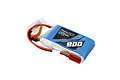 Gens Ace 7.4V 800mAh 45C LiPo battery with JST connector and balance plug against a white background.