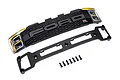 Traxxas Ford Raptor front grille assembly with mounting bracket and screws on a white background.