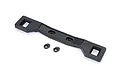 Traxxas rear clipless body mount component with two small black plastic washers on a white background.