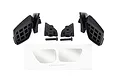 Traxxas side mirror set including black plastic mirror housings, mounting brackets, screws, and adhesive mirror lenses.