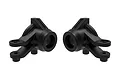 Two black Traxxas steering hubs for RC vehicles, shown side-by-side against a white background.