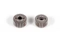 Two identical metal spur gears with a central keyed hole, shown against a plain white background.